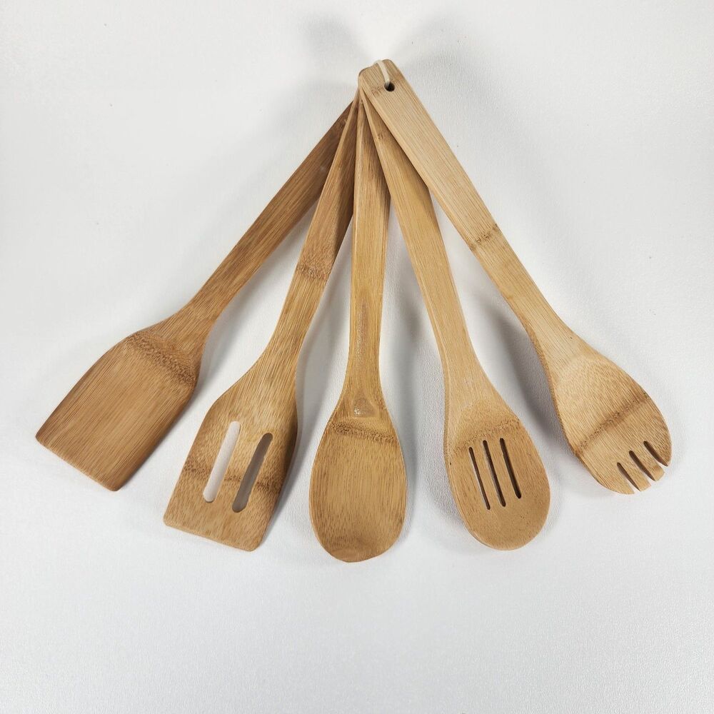 Bamboo Cooking Utensils Set of 5 New